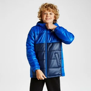 Adidas Kinder wattierte Winterjacke dunkelblau/blau FK5871 - Bild 1 von 7