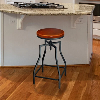 eHemco 24-29'' Adj Metal Bar/Counter Stool/Wood Veneer Seat,Fully Assembled 4203 - Image 1 of 4
