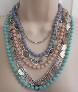 Premier Designs Necklace Sugar Rush Multi-Strand Bead Antiqued Silver-Plate Boho - Picture 1 of 11
