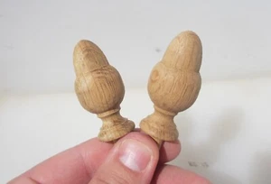 Wooden Furniture Finials Top Ends Old Turned Wood Acorn Finial 2"H - £4pair - Picture 1 of 13