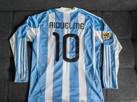 Roman Riquelme #10 Jersey Argentina Football Shirt Long Soccer Trikot Adidas L Cover