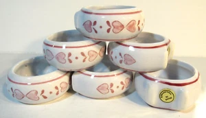 Juego de 6 servilleteros blancos con rosas COUNTRY HEARTS de cerámica con patas - Imagen 1 de 5