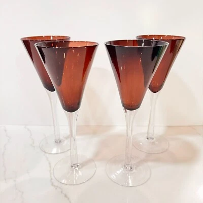 4 flautas de champanhe Pottery Barn Krosno ametista cranberry copo soprado à mão A5 - Imagem 1 de 4