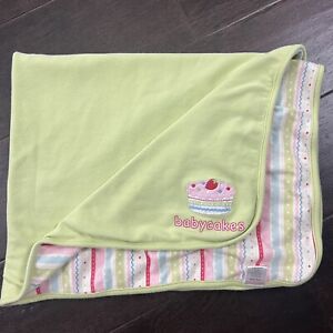 Gymboree Baby Cakes Baby Blanket Rare Green Pink Stripe Cake