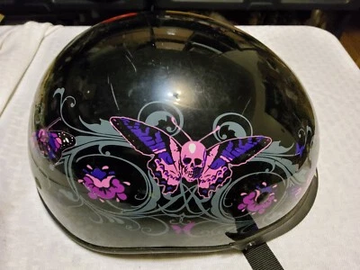 Medio casco para dama, forajido, punto, mariposas y calaveras, Foto 1 de 4