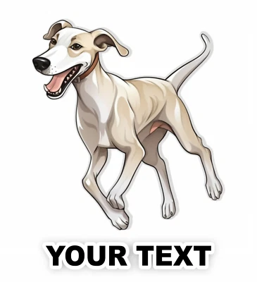Juego de 2 calcomanías adhesivas Whippet para perros con texto personalizado gratuito Foto 1 de 4