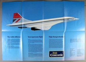 BRITISH AIRWAYS CONCORDE VINTAGE AIRLINE POSTER BROCHURE VINTAGE 1980 BA - Picture 1 of 4