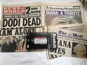 The Princess Of Wales Diana Funeral Video From 1997 & English Newspapers - Picture 1 of 13