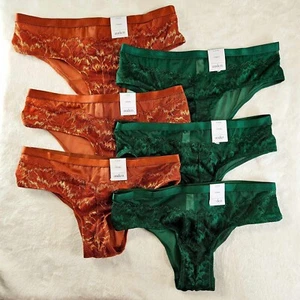 Auden 6pk Lace and Mesh Cheeky Underwear Womens Small Stretch Brown/Green - Picture 1 of 8