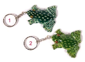 Hand Painted Green Frog Key Chain Key Ring A021F - Picture 1 of 4