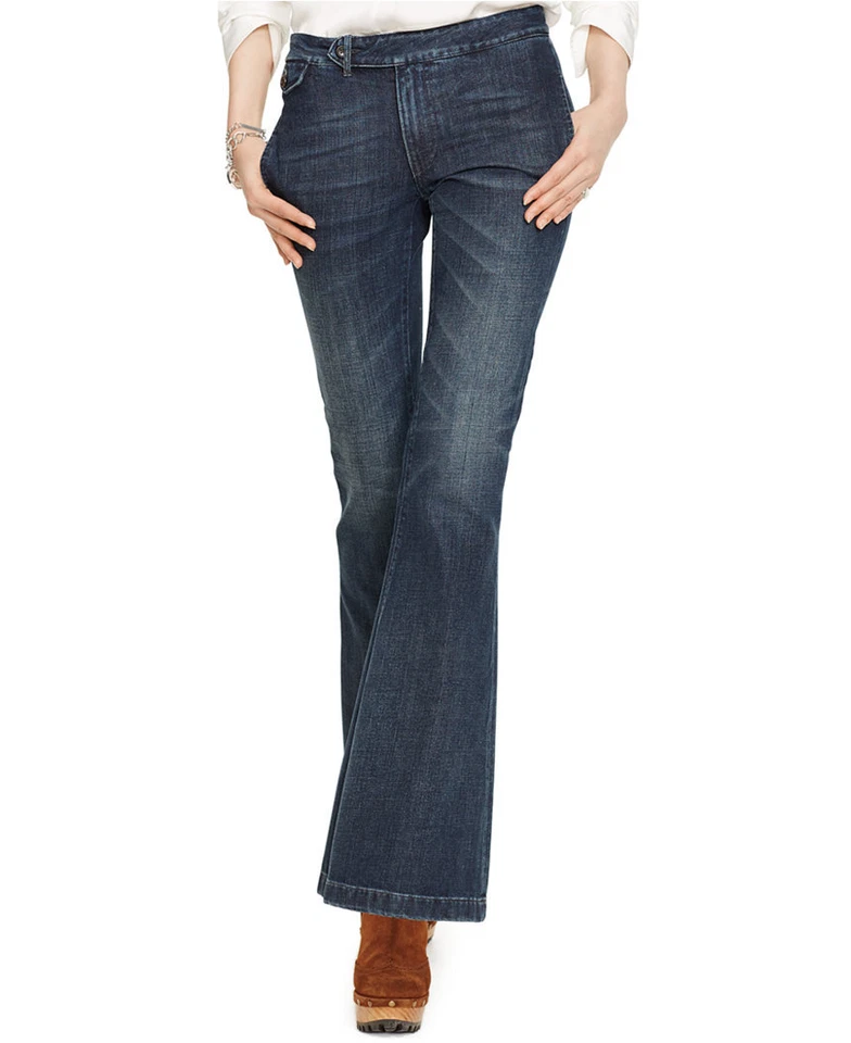 Polo Ralph Lauren 9459 Womens Denim Whisker Wash Classic Flare Jeans BHFO 29 10