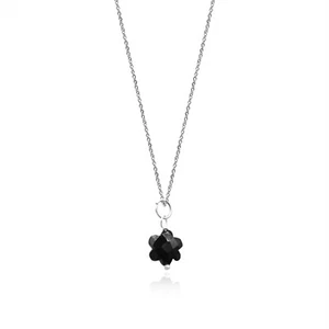 Collar de cadena de plata esterlina 925 con flor de ónix negro hecho a mano - Imagen 1 de 5