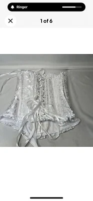 5x Bustier Lencería Sexy con Volantes en Relieve Blanca Regalo Reina MÁS Talla Satén Foto 1 de 4