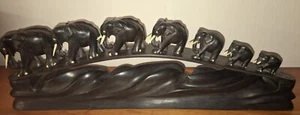 wunderschöne, alten Elefanten-Herde auf einer Brücke Ebenholz? 62 cm 4 kg schwer - Bild 1 von 9