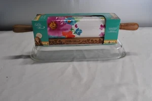Pioneer Woman Ceramic Rolling Pin Breezy Blossoms Acacia Wooden Handles W Stand - Picture 1 of 13