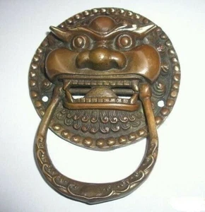 New Chinese Bronze Foo Dog Foo Lion Door Knocker - Picture 1 of 1
