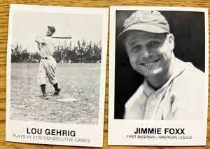 1983 Renata Galasso Jimmie Foxx #184 1984 Lou Gehrig #236 (2 Cards!!)