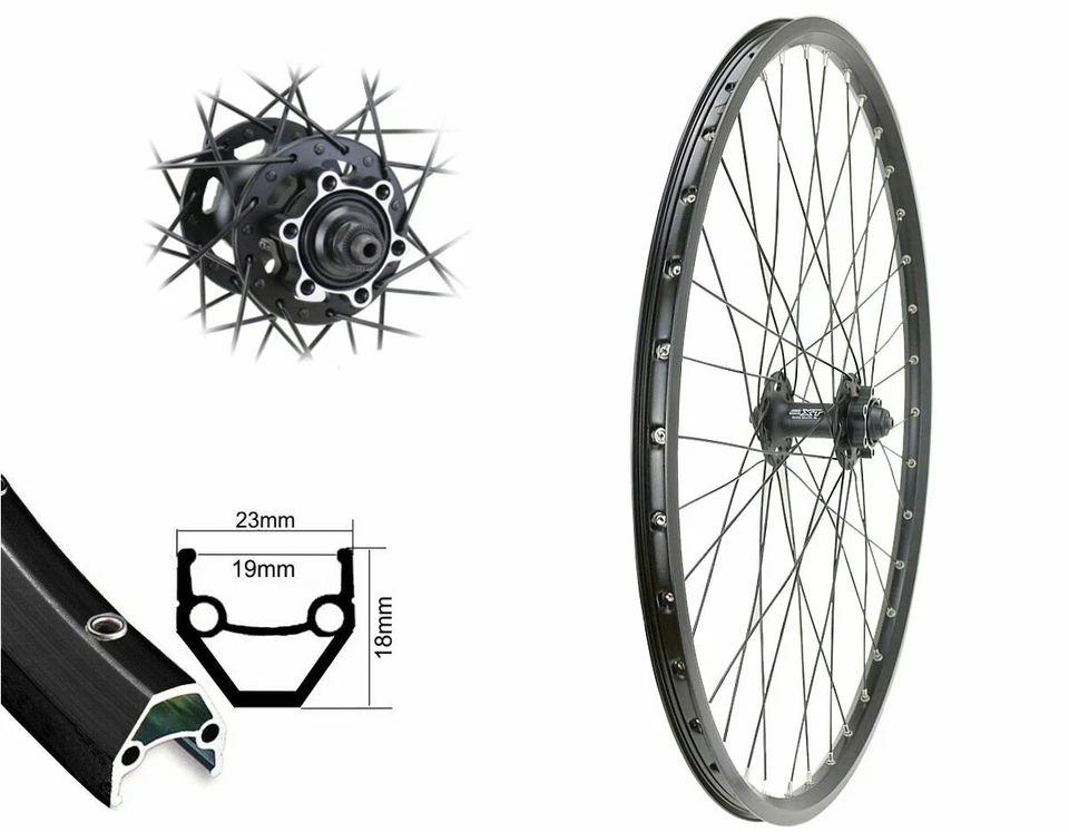 Vorderrad 28 / 29 " MTB Disc DC19 schwarz Shimano Deore XT M756 Scheibenbremse - Bild 1 von 1