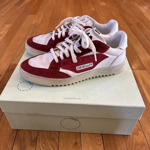 Off-White 5.0 White & Red Vintage Low Top Sneakers Tennis Shoes Men’s Sz 41 / 8 - Picture 1 of 12