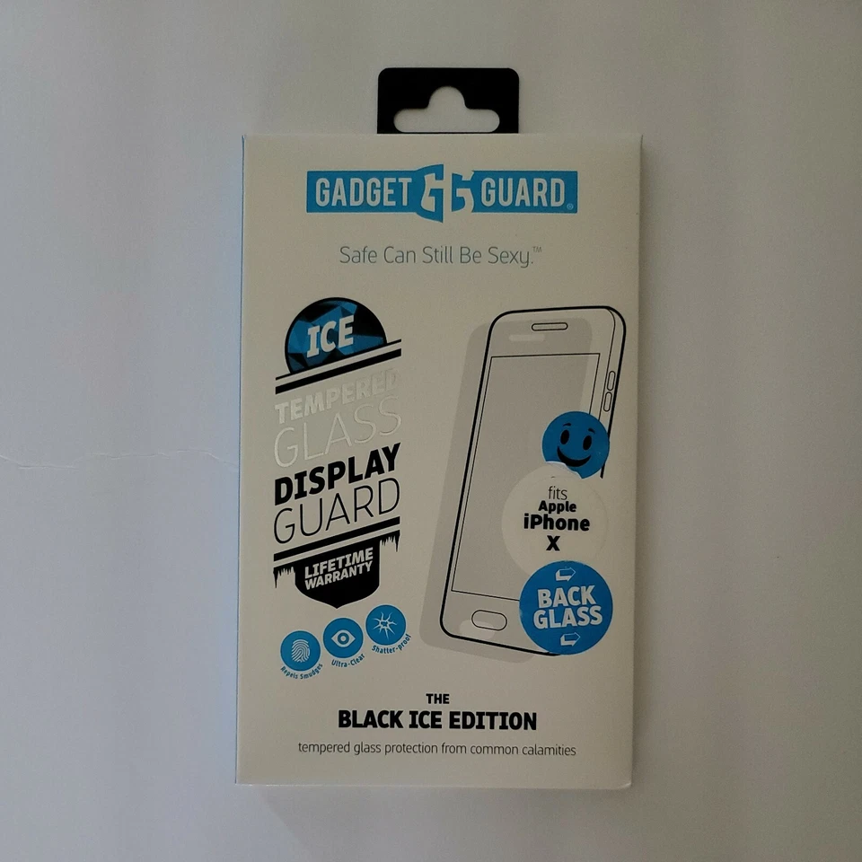 GADGET GUARD Black Ice Back Tempered GLASS Protector for Apple iPhone X or XS - Image 1 of 1