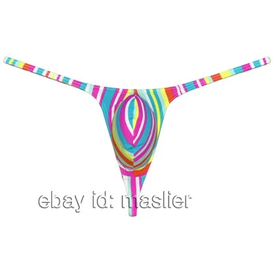 Men Stretchy Spandex Knit Grape Smugglers String Thong Contoured Pouch Underwear - Image 1 of 4