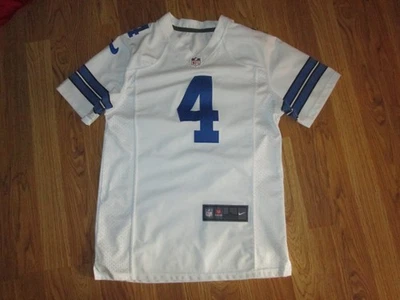 Camiseta de fútbol americano cosida blanca de los Dallas Cowboys Dak Prescott #4 juvenil Lg Foto 1 de 2