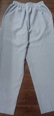 Bon Worth Med Petite Gray Pin Stripe Polyester Seersucker Pants Elastic Waist - Image 1 of 4