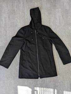 J Ferrar Coat W/Zip Up Sweater Black Wool Men's Size Medium Jacket Hoodie Slim - Picture 1 of 10