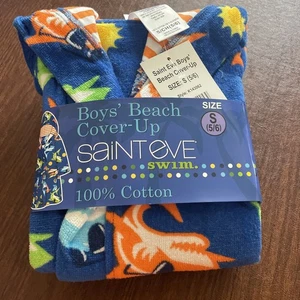 Saint eve Swim Boys Beach Cover - Up ~ 5/6. NWT ~ Sharks Beach Balls ~ Cotton - Picture 1 of 8