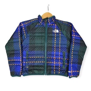 The North Face Roxborough 550 Down Puffer Jacket Boy's 7T Printed Plaid Quilted - Picture 1 of 12
