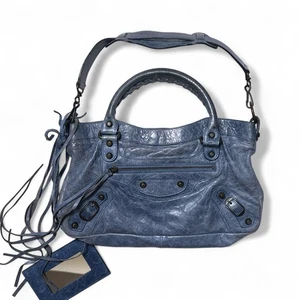 Bolso de Mano BALENCIAGA The First City 2 Vías Bolso de Hombro Cuero Azul Cielo Usado 92426 - Imagen 1 de 9
