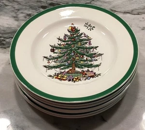 Spode Christmas Tree Salad Plates 8" England S3324 - Set of 8 - Picture 1 of 3