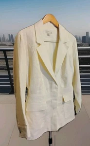 Coldwater Creek Women's Blazer Ivory Linen Tailored Lined Cream Jacket NWOT - Picture 1 of 22