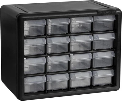 16 Drawer Plastic Parts Storage Hardware Craft Cabinet for Garage Office - Image 1 of 4