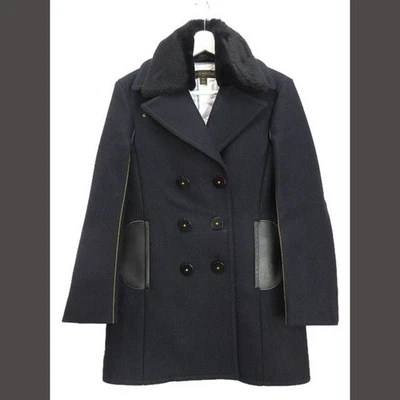 Louis Vuitton Wool Coat With Fur Leather Trimming 36 Dark Navy Blue Used d9c7208 - Image 1 of 4