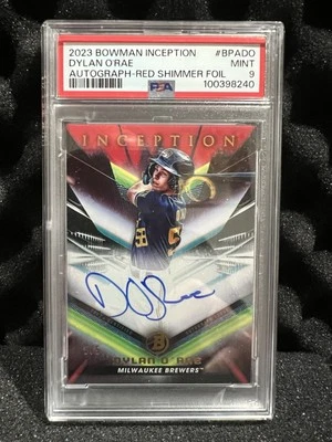 2023 Bowman Inception Dylan O’Rae Auto Red Shimmer Foil /5 PSA9 - Image 1 of 2