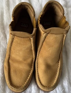 SAO Stacy Adams Mens Boots Slip On Chukka Beige Tan Leather Upper Rugged - Picture 1 of 7