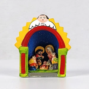 Miniature Ceramic Handmade Nativity Scene Folk Art 2.5" Peruvian Type Pottery - Picture 1 of 14