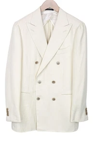 SUITSUPPLY La Spalla Men's Blazer UK38R Off-White Jort Wool Alpaca Silk Two Row - Picture 1 of 11