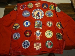 Vintage Boy Scouts of America Red Official Jacket With 23 Patches 50s - Picture 1 of 15