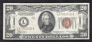 FR. 2305 1934-A $20 “HAWAII” FRN FEDERAL RESERVE NOTE VERY FINE+ (C) - Picture 1 of 2