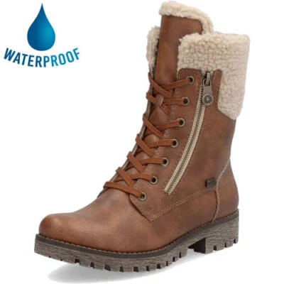 Rieker Womens 78522 Water Resistant Tall Ankle Boots Brown Size 4-8 - Image 1 of 4