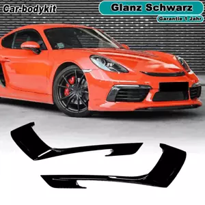 Glanz Schwarz Front Stoßstange Vent Canards Für Porsche 718 Boxster Cayman 16-19 - Bild 1 von 11
