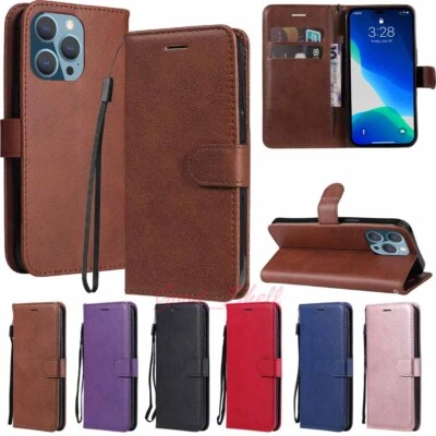 For iPhone 15 Pro Max 14 13 12 11 XR SE 7 8 Flip Wallet Leather Phone Case Cover - Image 1 of 4