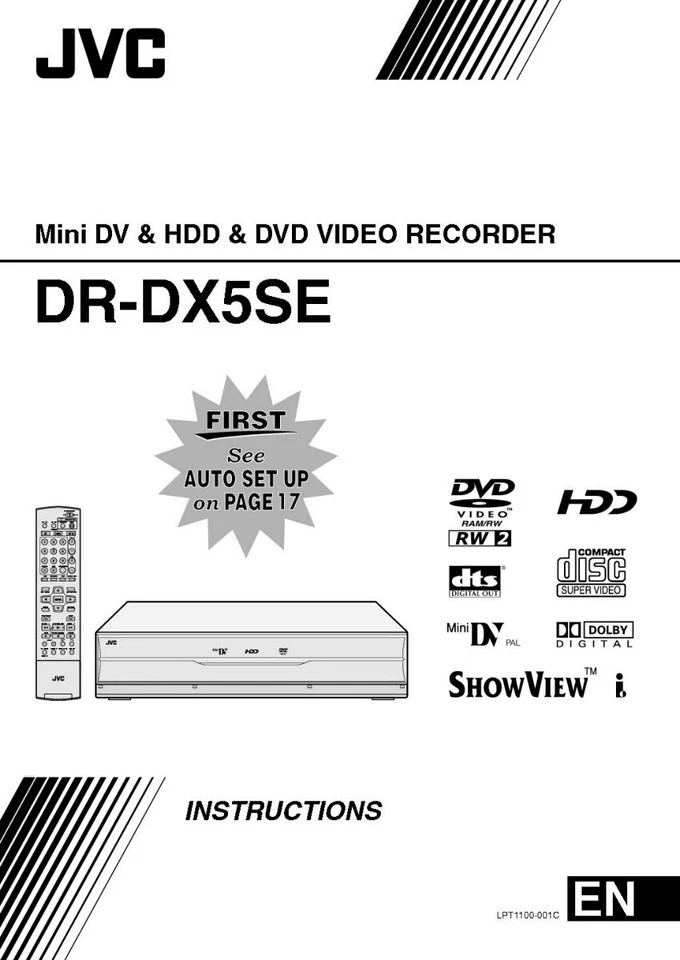 JVC DR-DX5SE Mini DV & DVD Player Owners Instruction Manual Reprint - Image 1 of 1
