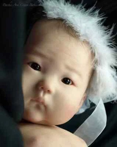 Bebé asiático realista de 19 pulgadas recién nacido mohair enraizado regalo hecho a mano muñeca renacida An Ming - Imagen 1 de 2