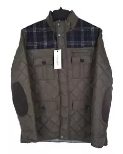 Cole Haan Men's Mixed-Media Diamond Quilted Jacket Olive Green Small NWT - Picture 1 of 7