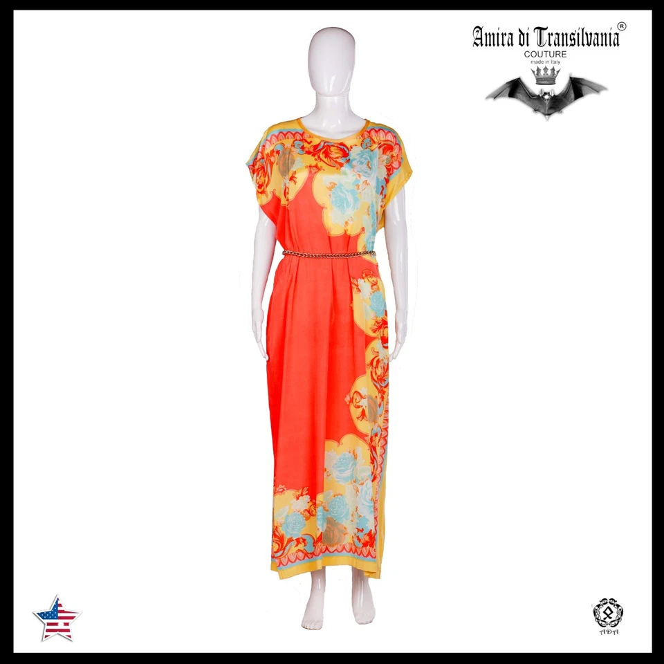 mujer ropa verano agarre curvilíneo alta costura vestido largo caftán rosas gasa salmón Foto 1 de 4