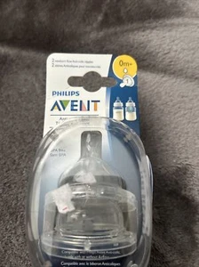 NEW Philips Avent Classic 2 Pk Bottle Nipple Anti-Colic 0m+ Newborn Flow Level 1 - Picture 1 of 8