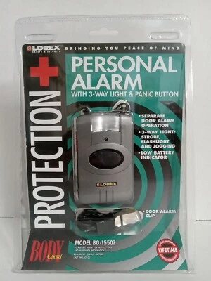 Dispositivo de alarme pessoal LOREX com luz de 3 vias e botão de pânico caixa aberta - Imagem 1 de 4